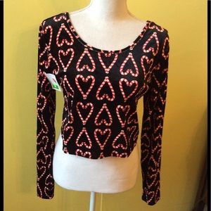 Xhilaration Christmas Black & Red Velveteen Top L